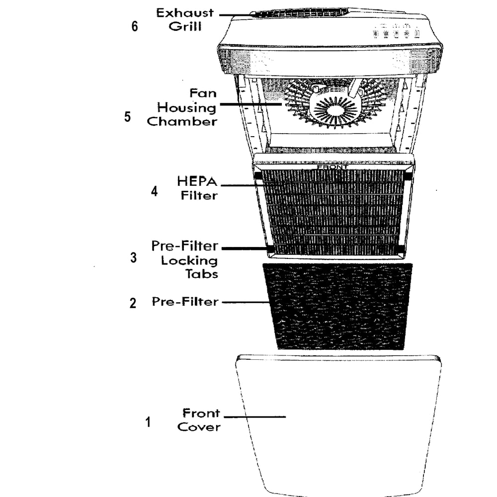 Main Asy Diagram and Parts List for 43783396410  Kenmore Air Purifier