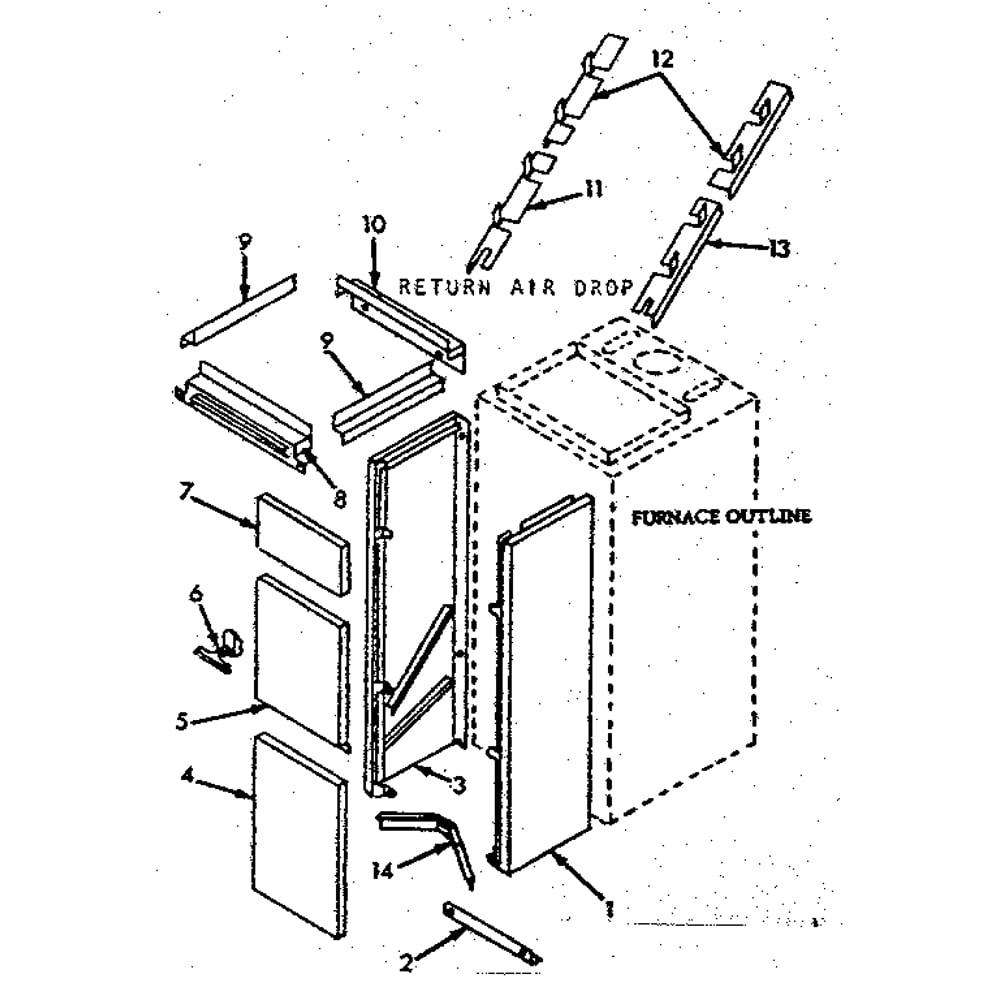 Cabinet Diagram and Parts List for 8676613  Kenmore Furnace
