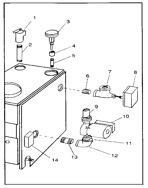 Boiler controls and piping Diagram and Parts List for 229960170  Kenmore Water Heater