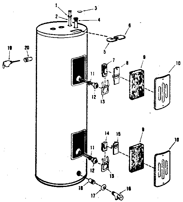 Replacement parts Diagram and Parts List for 220323000  Kenmore Water Heater