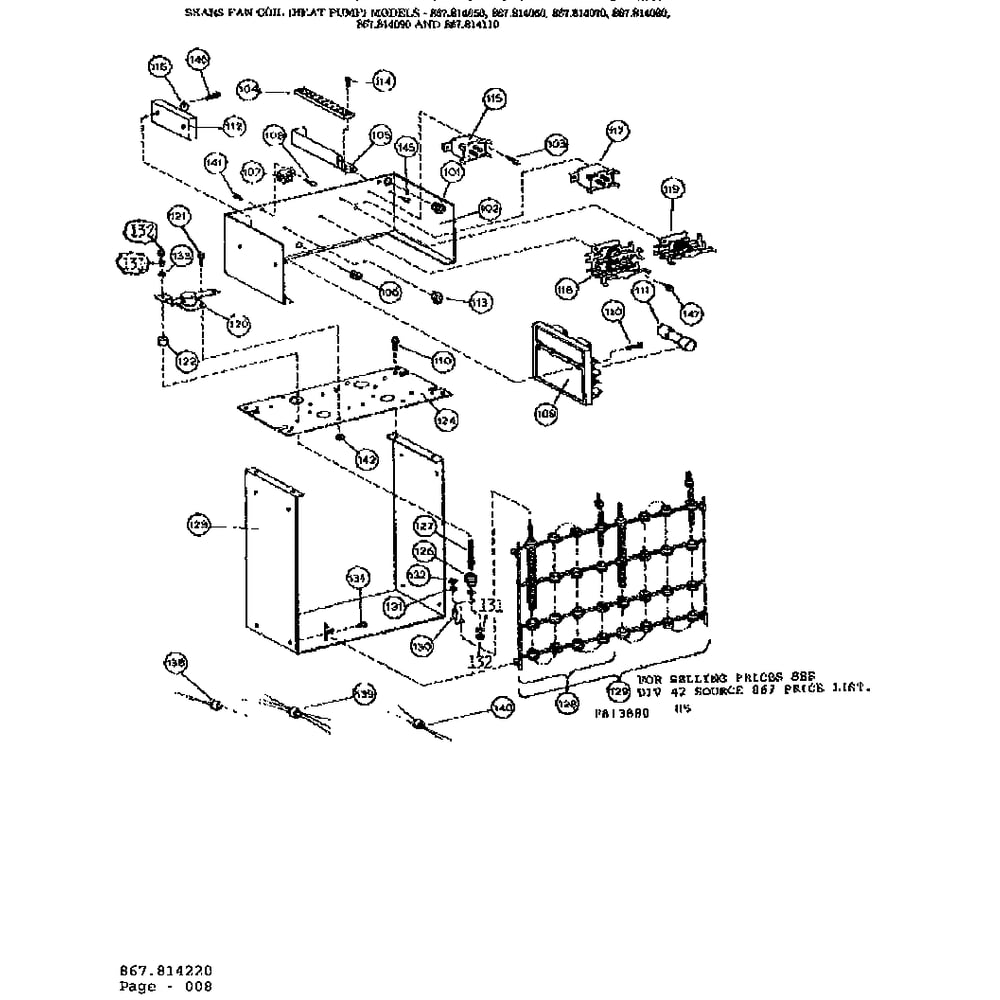 Controls/814060 Diagram and Parts List for 867814080  Kenmore Air Conditioner