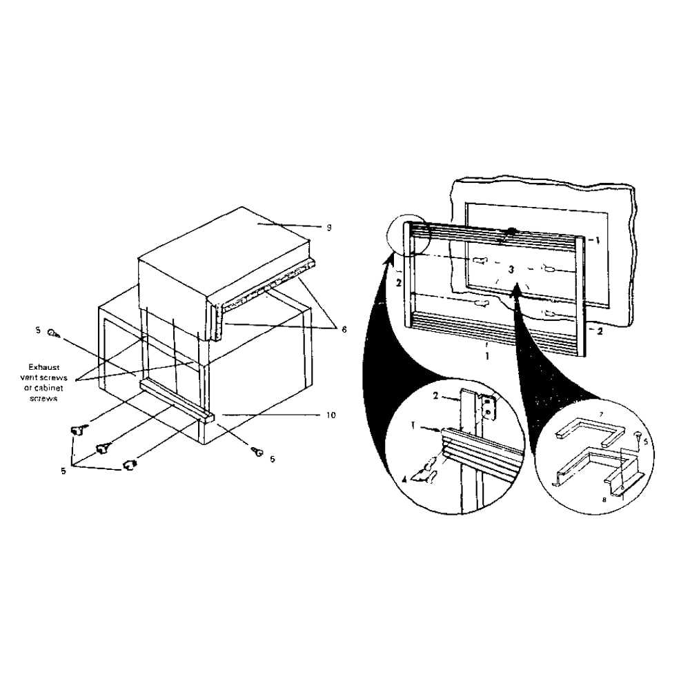 Trim Kit Diagram and Parts List for 84190  Kenmore Microwave