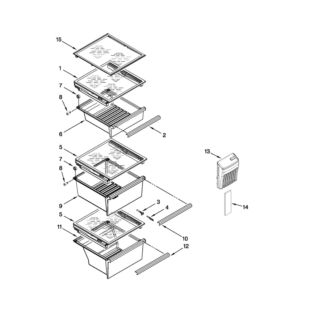 Refrigerator Shelf Parts Diagram and Parts List for 10651159112  Kenmore Refrigerator