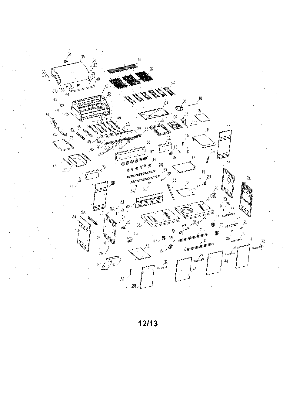 Gas grill Diagram and Parts List for PG-40612SOL  Kenmore Grill