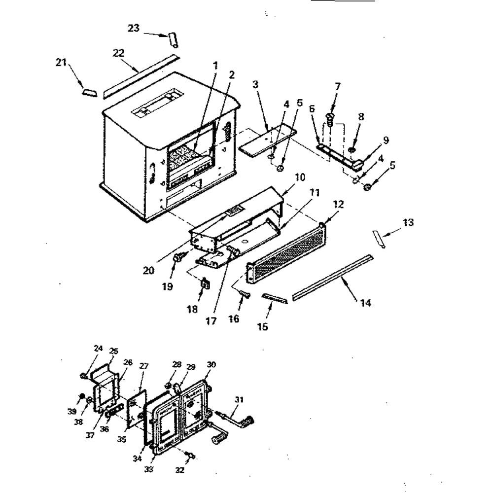 Forester Insert And Freestanding Diagram and Parts List for 143840601  Kenmore Heater