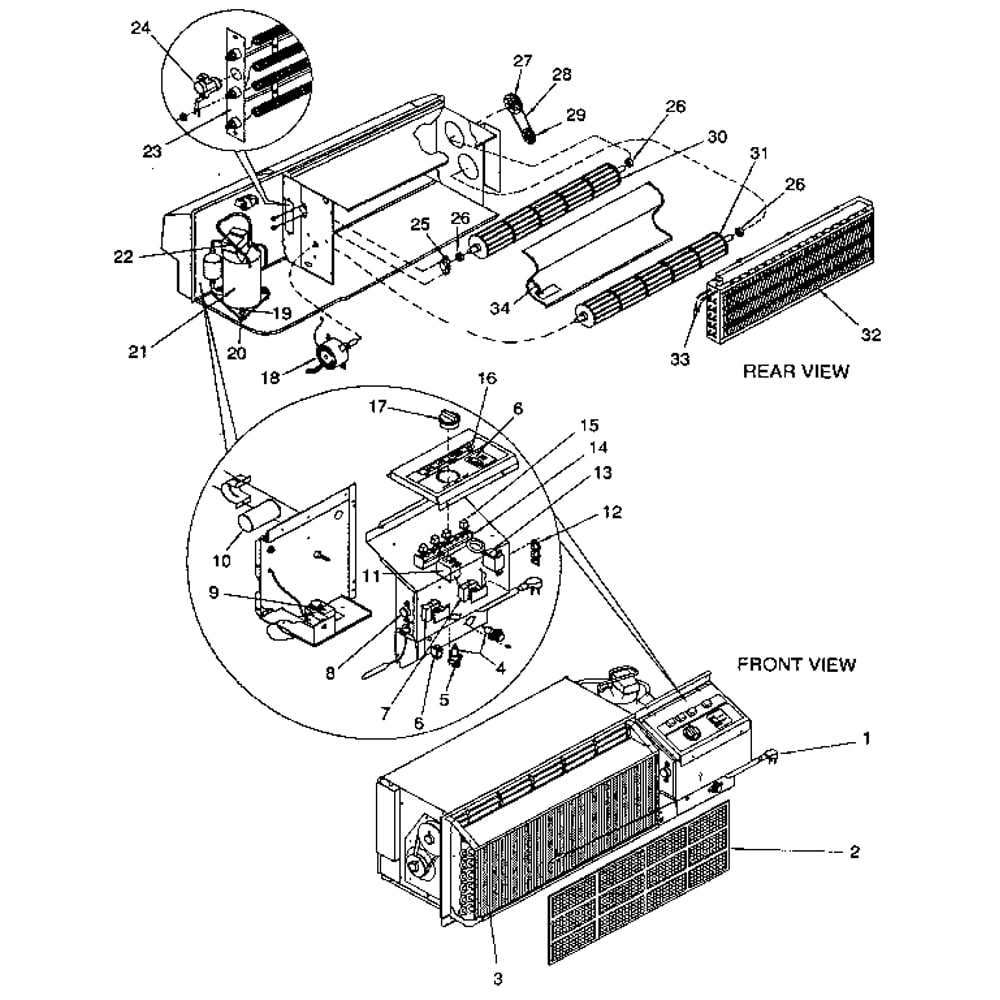 Functional Diagram and Parts List for 867842871  Kenmore Air Conditioner