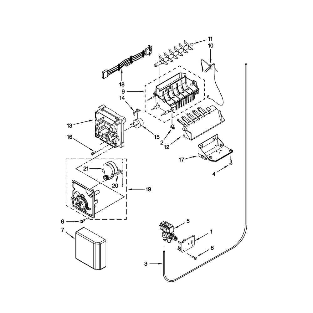 Icemaker Parts Diagram and Parts List for 10651159112  Kenmore Refrigerator