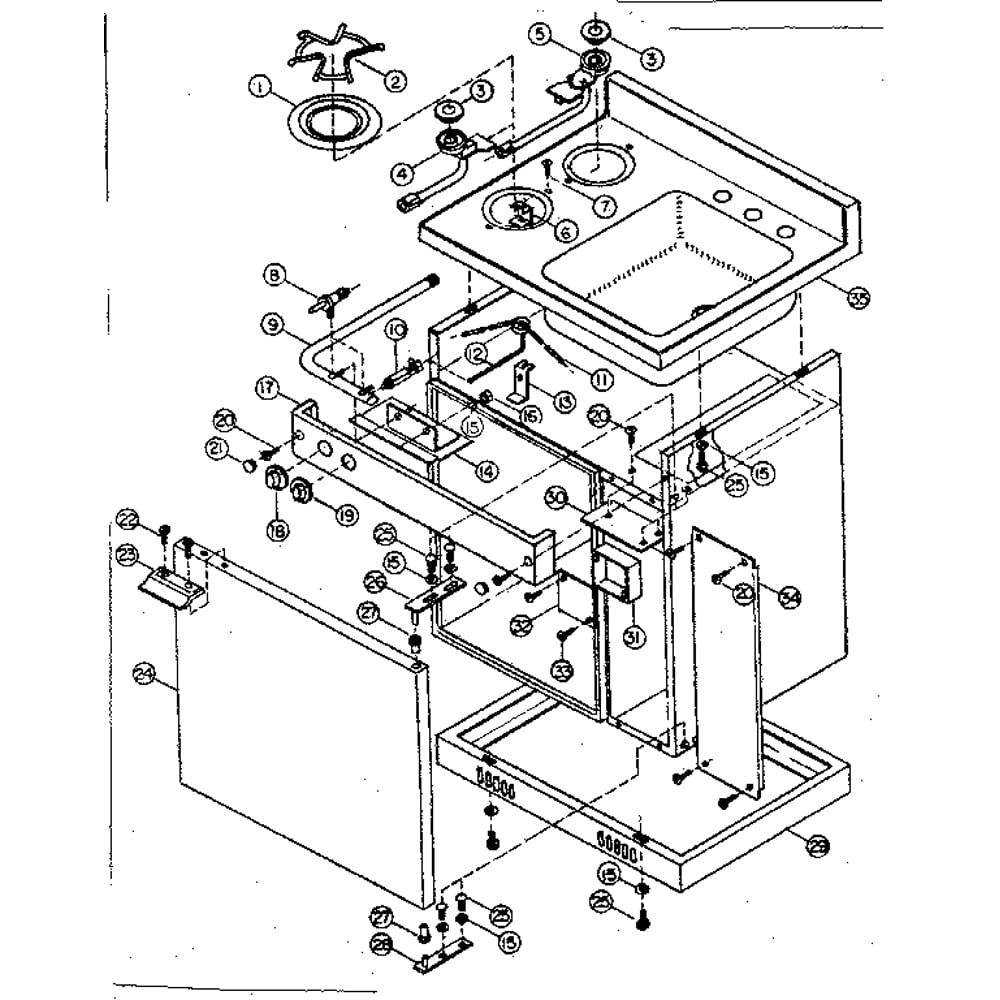 Cabinet And Gas Unit Diagram and Parts List for 6127905120  Kenmore Refrigerator