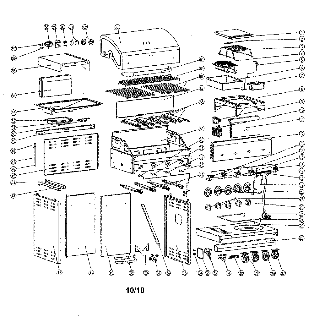 Gas grill Diagram and Parts List for 640-06256595-7  Kenmore Grill