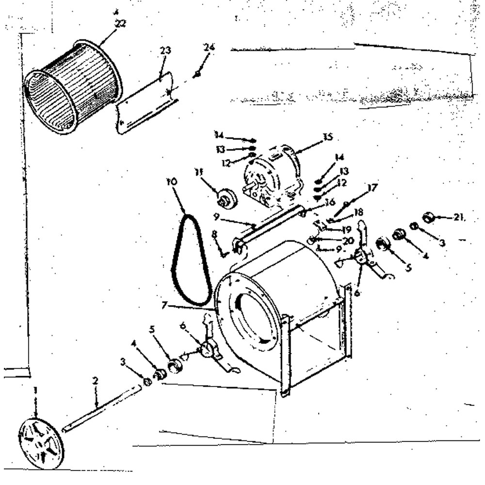 H - Q Blower Assembly 2 Diagram and Parts List for 8676613  Kenmore Furnace