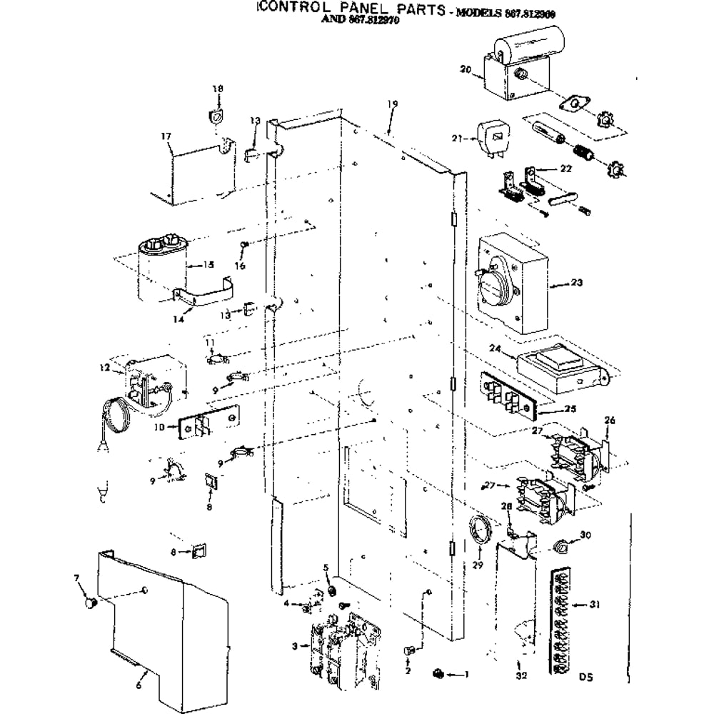 Control Panel Parts Diagram and Parts List for 867812970  Kenmore Air Conditioner