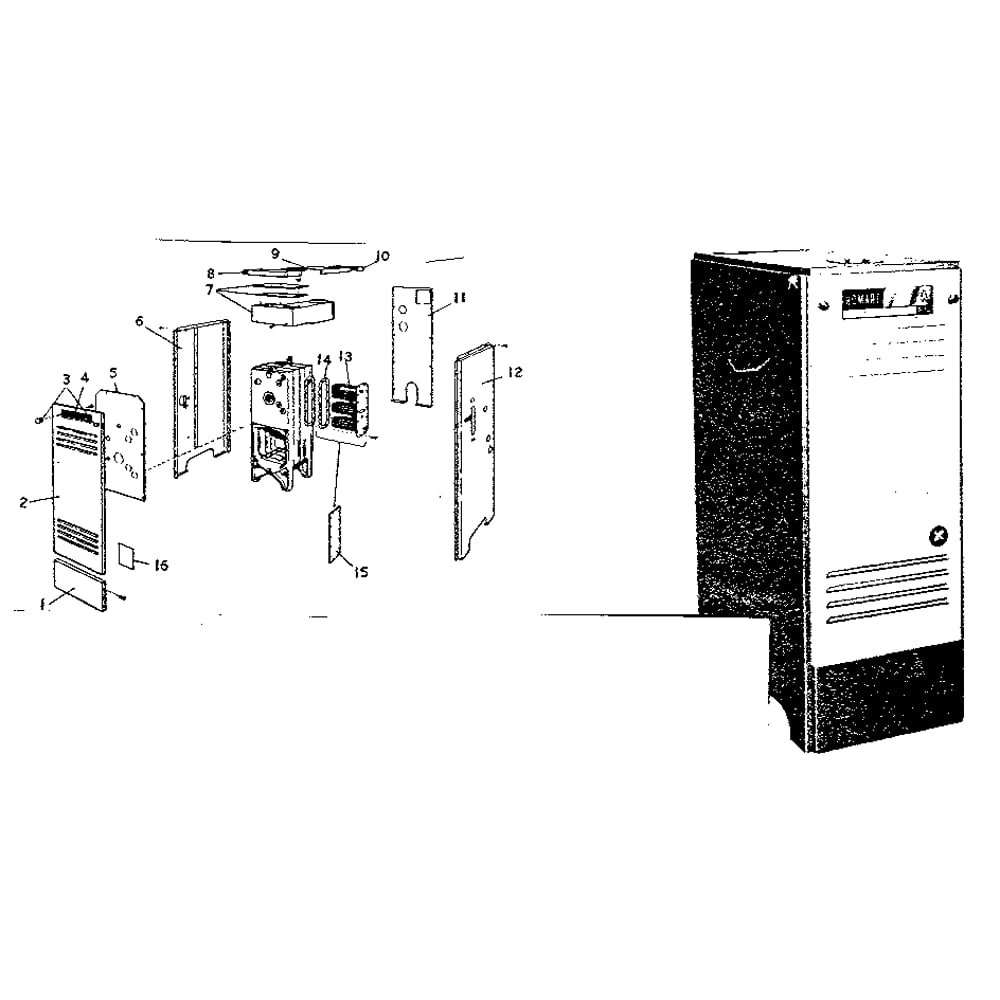 Boiler With Square Jacket Corners Diagram and Parts List for 229120  Kenmore Water Heater