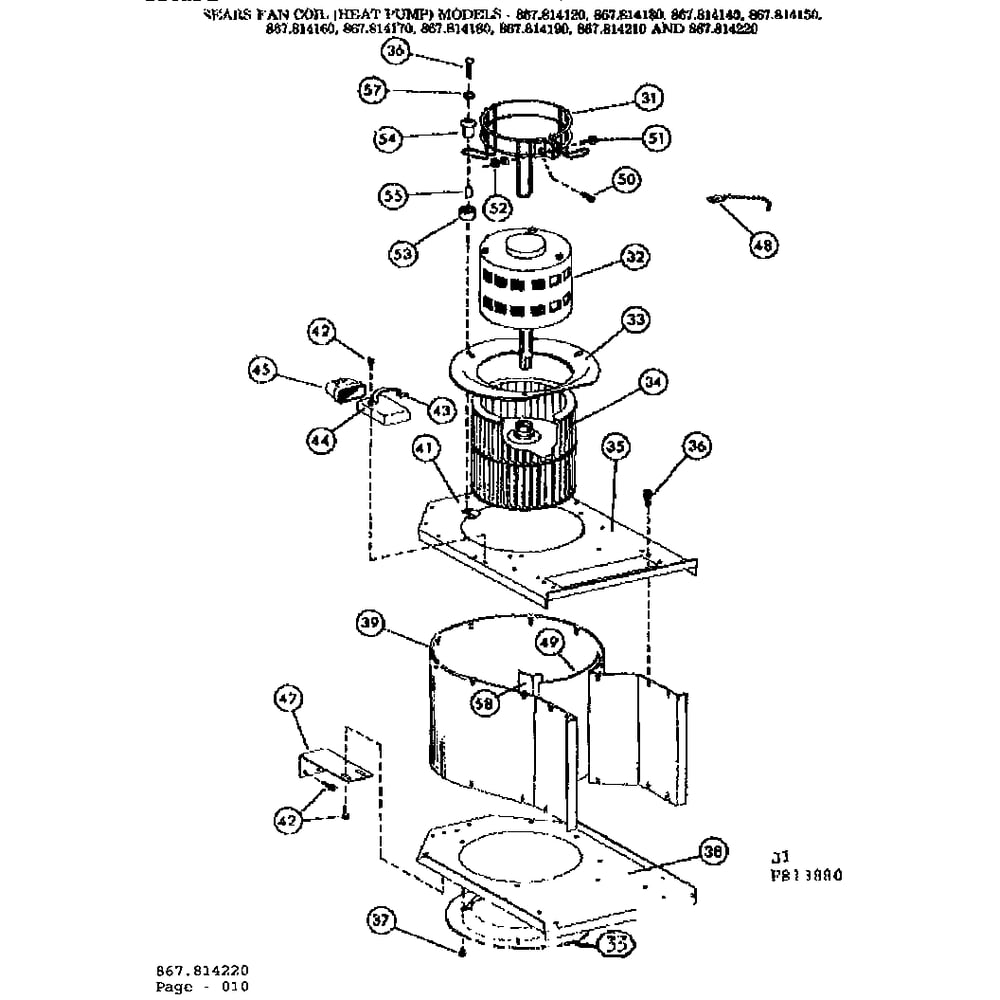 Blower Assembly/814120 Diagram and Parts List for 867814080  Kenmore Air Conditioner