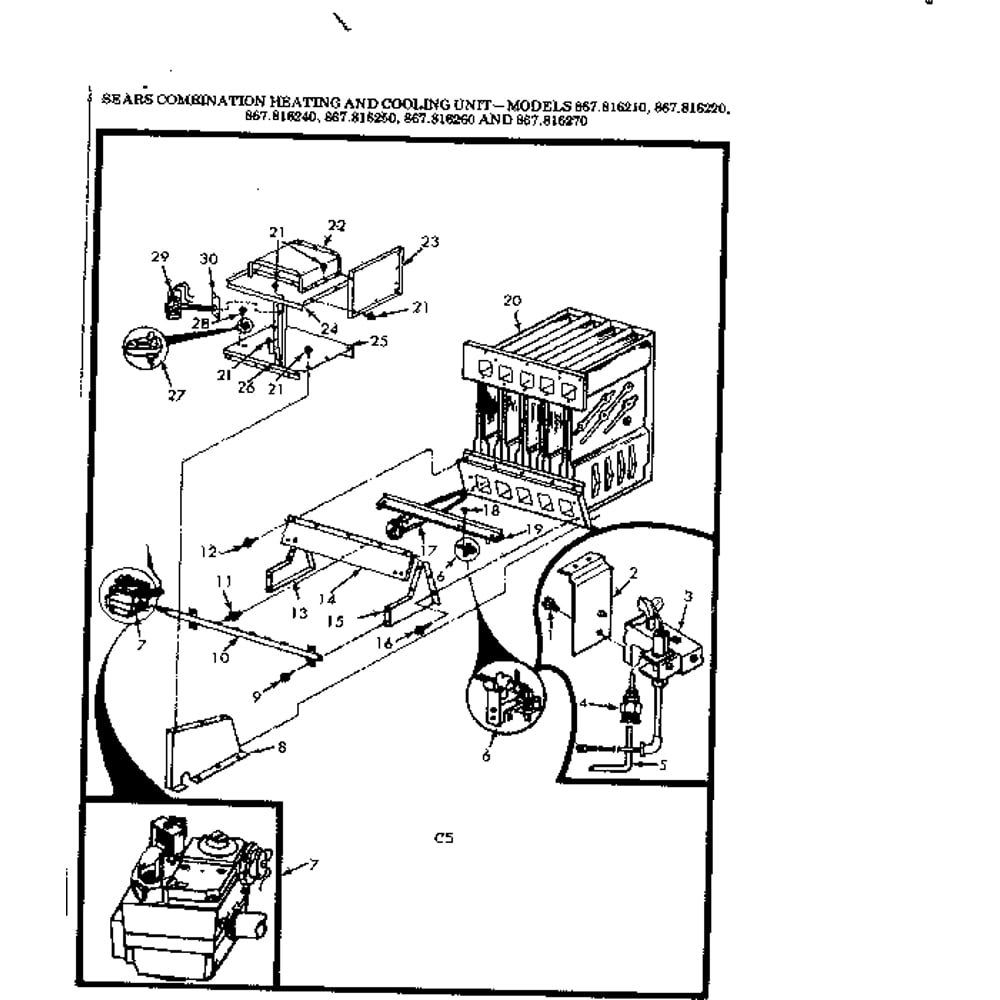 Heat Exchanger Diagram and Parts List for 867816210  Kenmore Air Conditioner