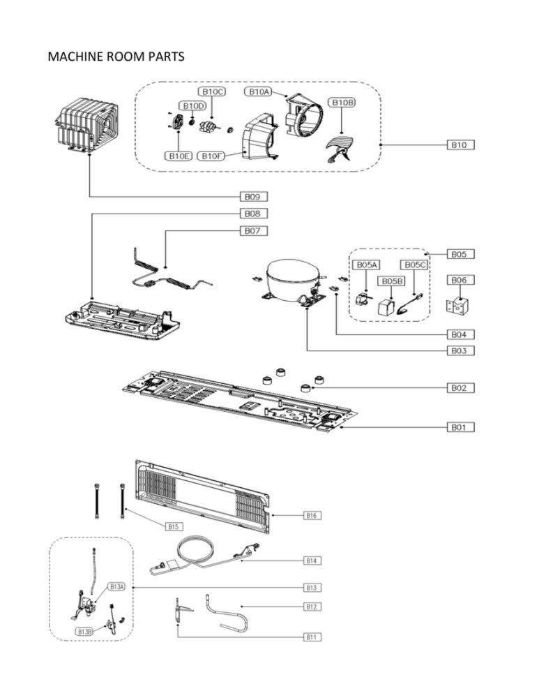 Machine Room Parts Diagram and Parts List for 11173022020  Kenmore Refrigerator