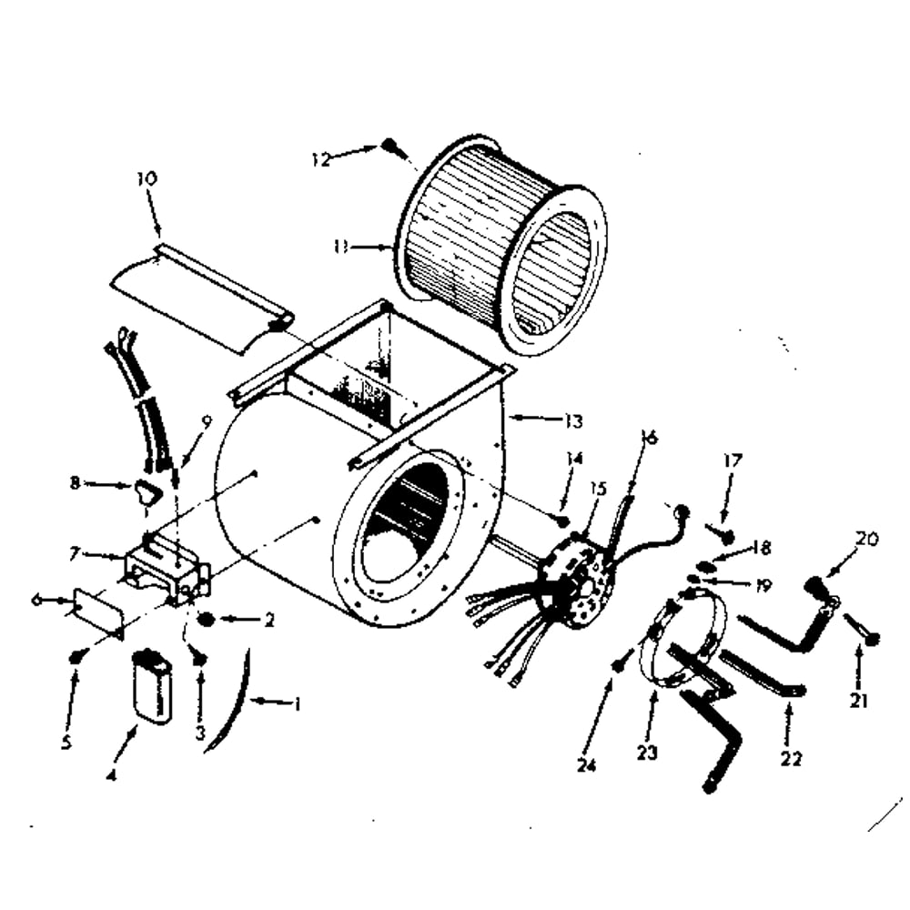 Blower Assembly Diagram and Parts List for 867762650  Kenmore Furnace