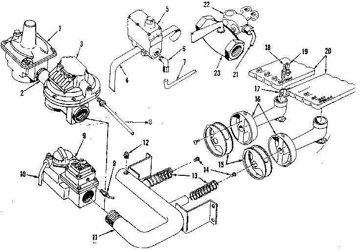 Sears gas fired boiler burners, manifold and valves Diagram and Parts List for 22996234  Kenmore Water Heater