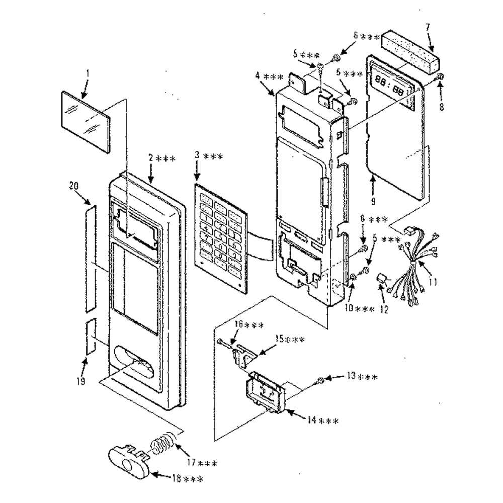 Control Panel Parts Diagram and Parts List for 5668832980  Kenmore Microwave