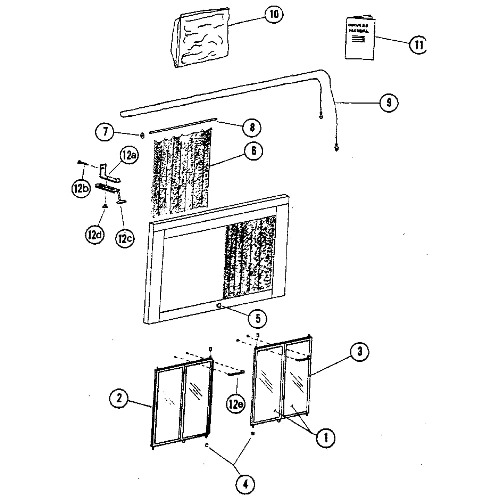 Replacement Parts Diagram and Parts List for 114927200  Kenmore Fireplace & Insert