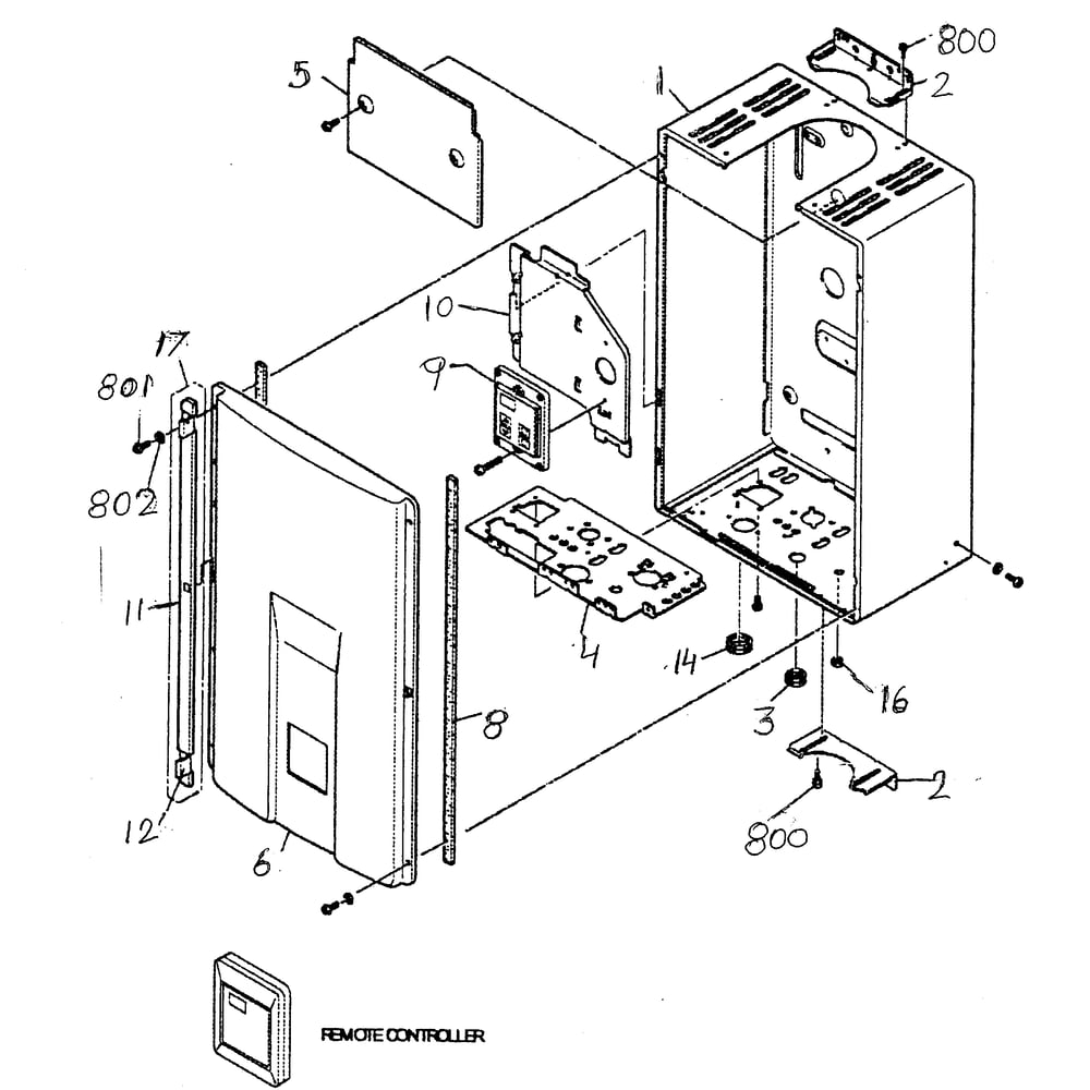 Cabinet Parts Diagram and Parts List for 154330030  Kenmore Water Heater
