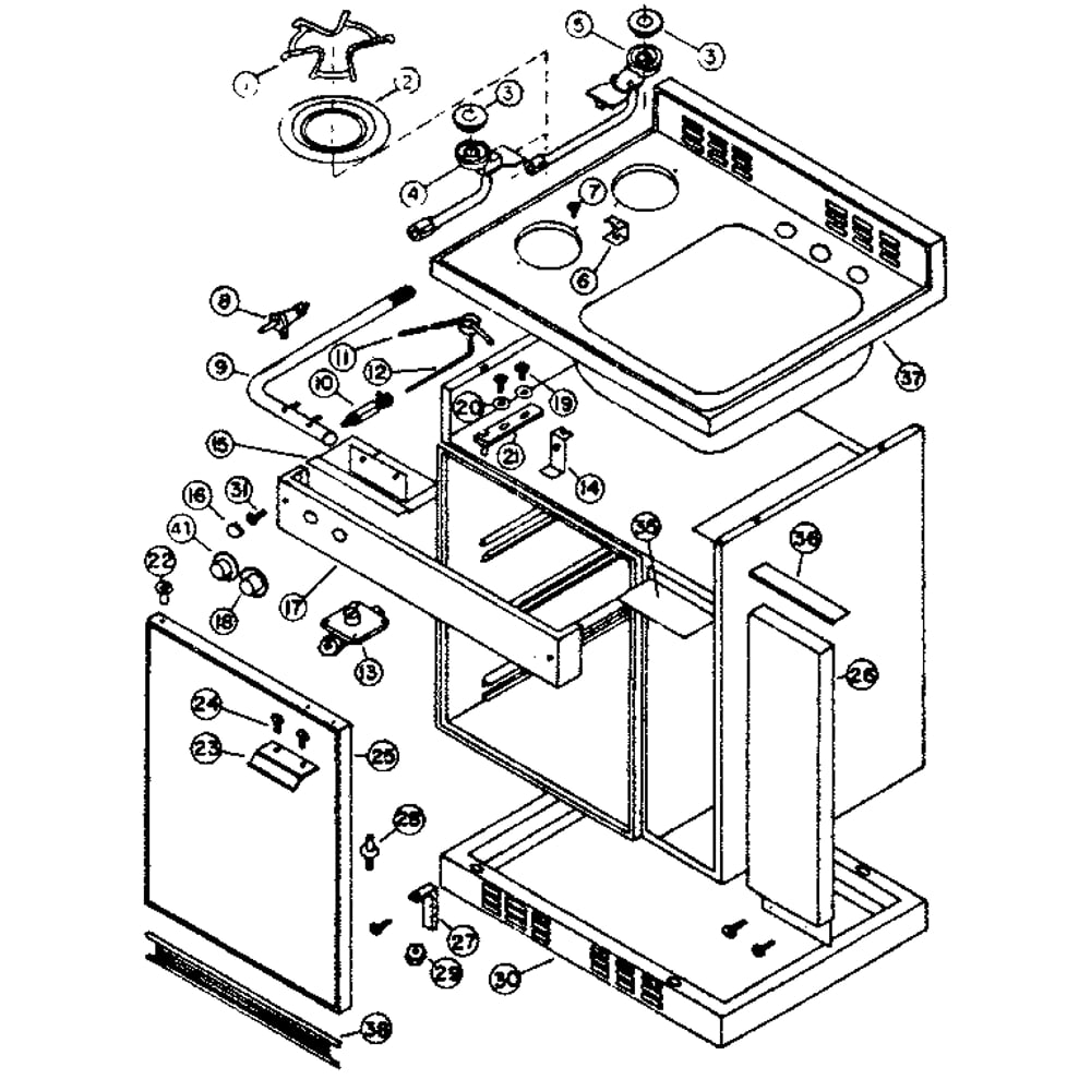 Cabinet And Gas Diagram and Parts List for 6127986323115V  Kenmore Refrigerator