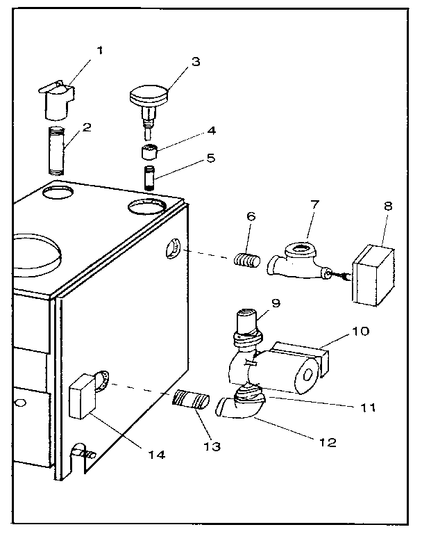 Boiler controls and piping Diagram and Parts List for 229960080  Kenmore Water Heater
