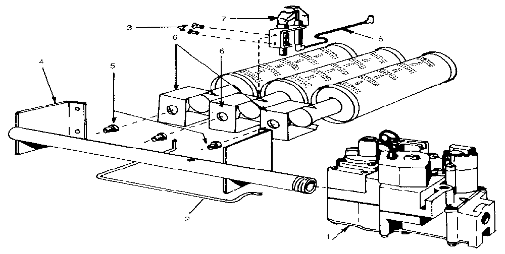 Natural gas burners & manifold Diagram and Parts List for 229965520-1980  Kenmore Water Heater