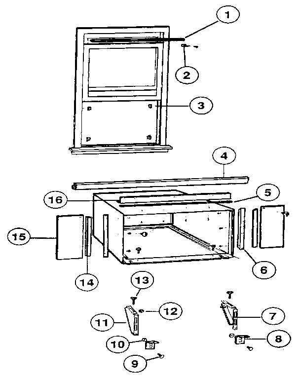 Cabinet Diagram and Parts List for 81235  Kenmore Air Conditioner