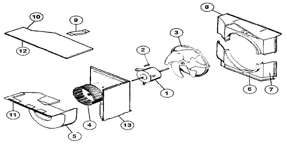 Blower assembly Diagram and Parts List for 81235  Kenmore Air Conditioner