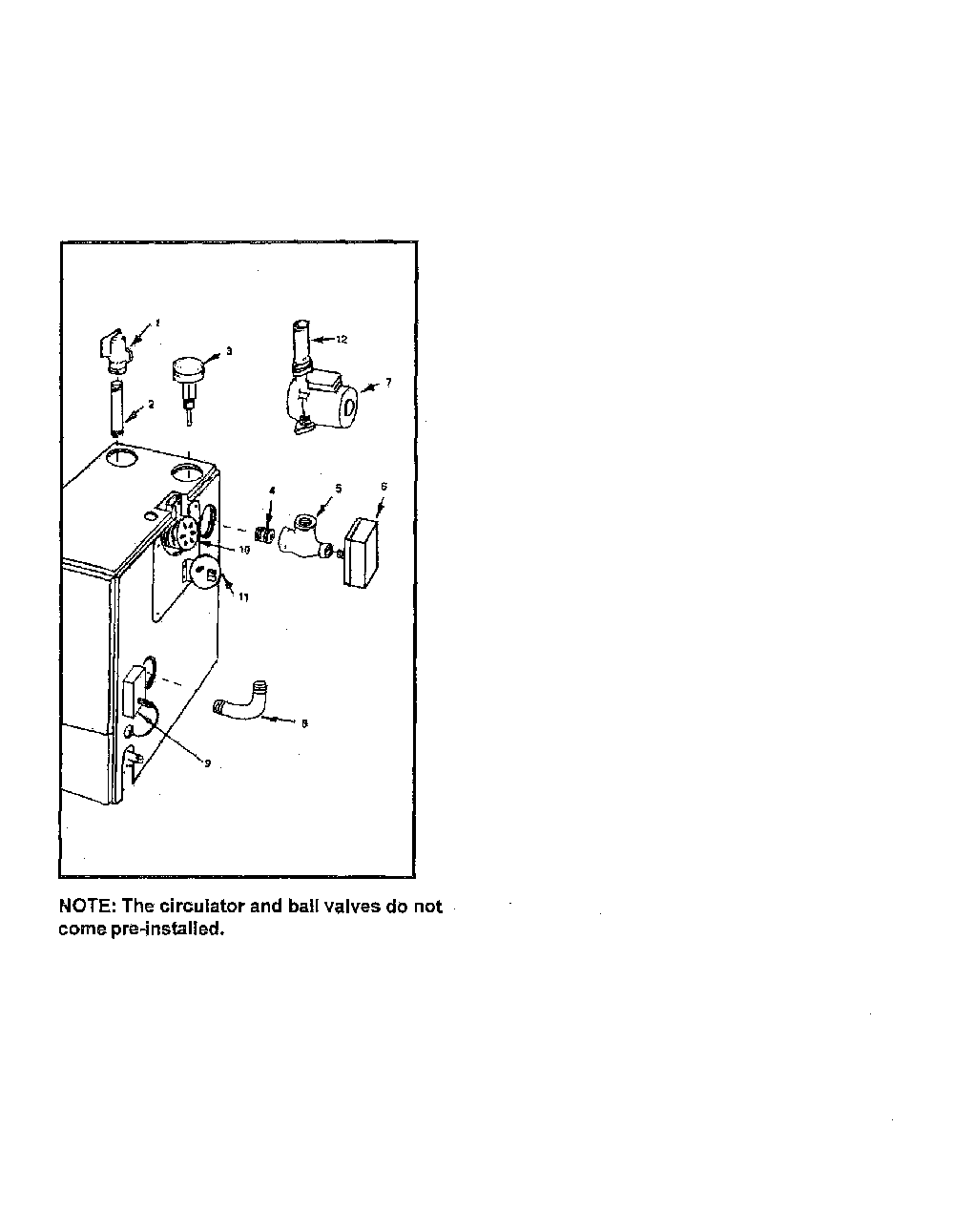 Boilers control and piping Diagram and Parts List for 229965540  Kenmore Water Heater