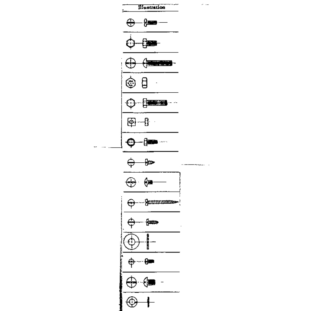 Standard Fasteners - All Models Diagram and Parts List for 735401  Kenmore Furnace