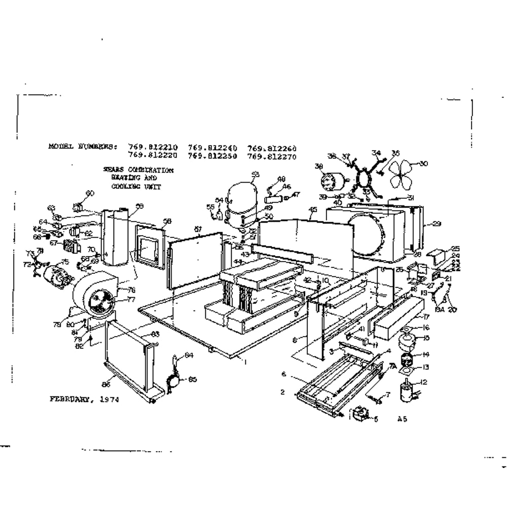 Replacement Parts Diagram and Parts List for 769812220  Kenmore Air Conditioner