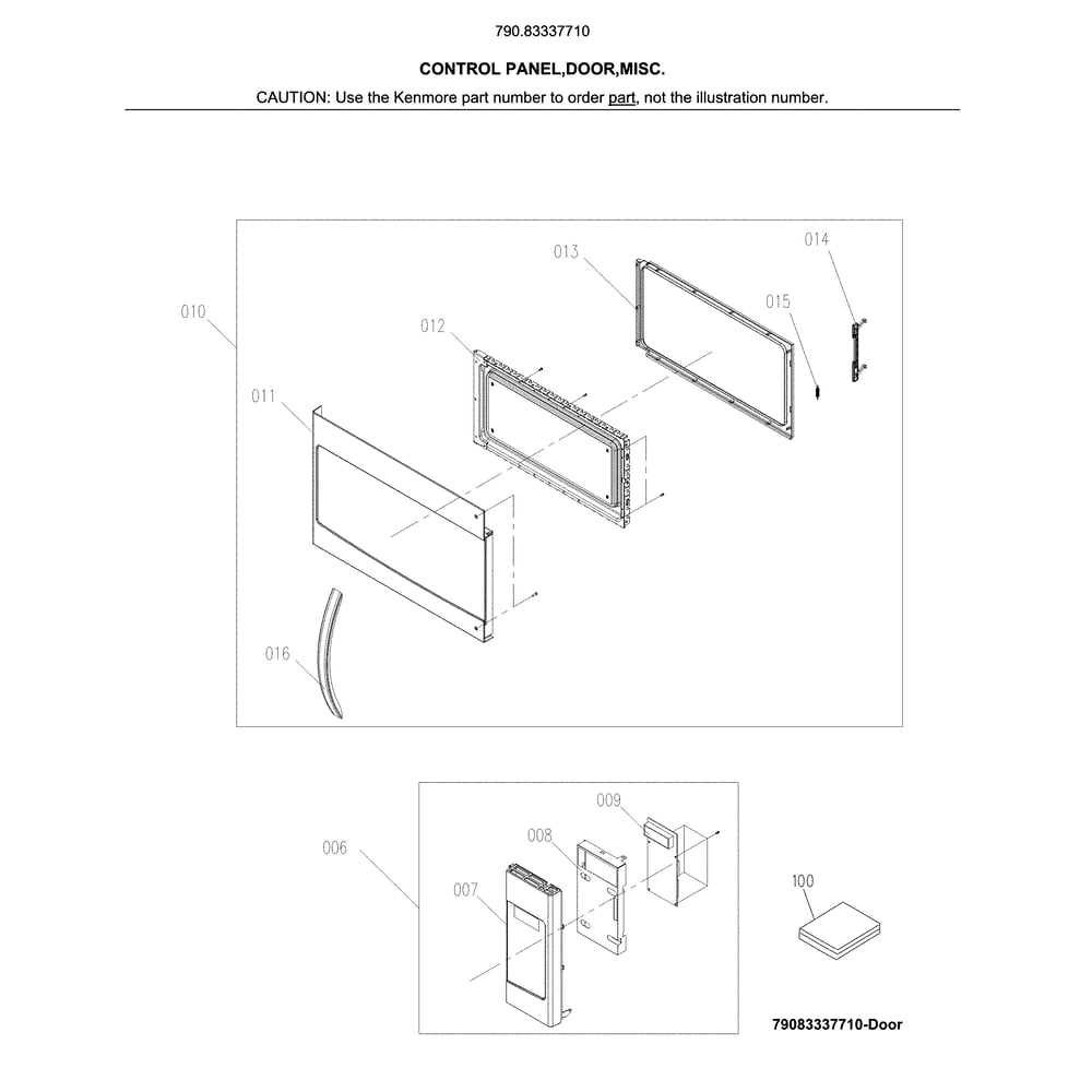 Control Panel,door,misc. Diagram and Parts List for 79083337710  Kenmore Range Hood