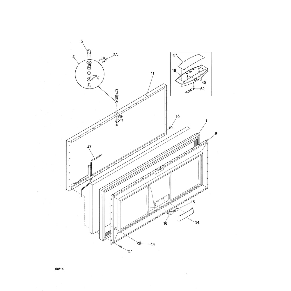 Door Diagram and Parts List for 25316082109  Kenmore Freezer