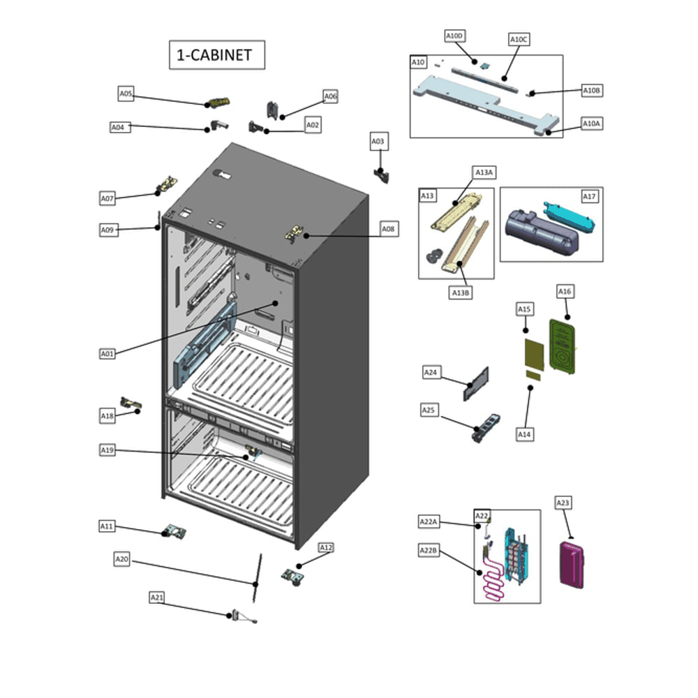 Cabinet Diagram and Parts List for 11173319120  Kenmore Refrigerator