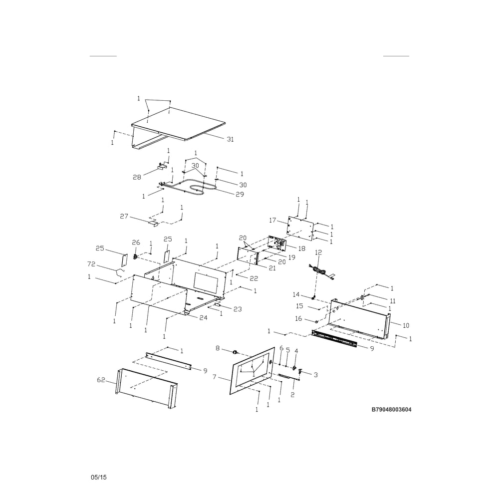Body Diagram and Parts List for 79046913510  Kenmore Warming Drawer