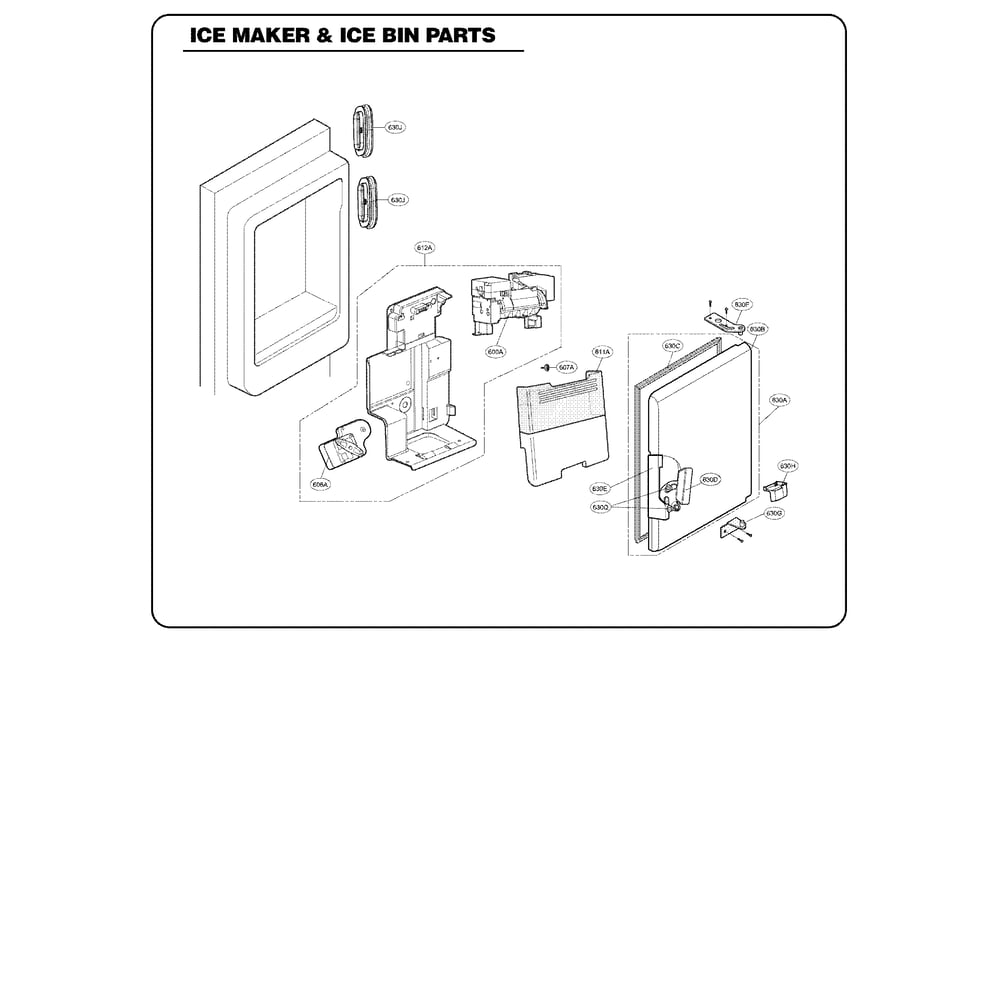 Ice Maker And Ice Bin Parts Diagram and Parts List for 79572353310  Kenmore Refrigerator