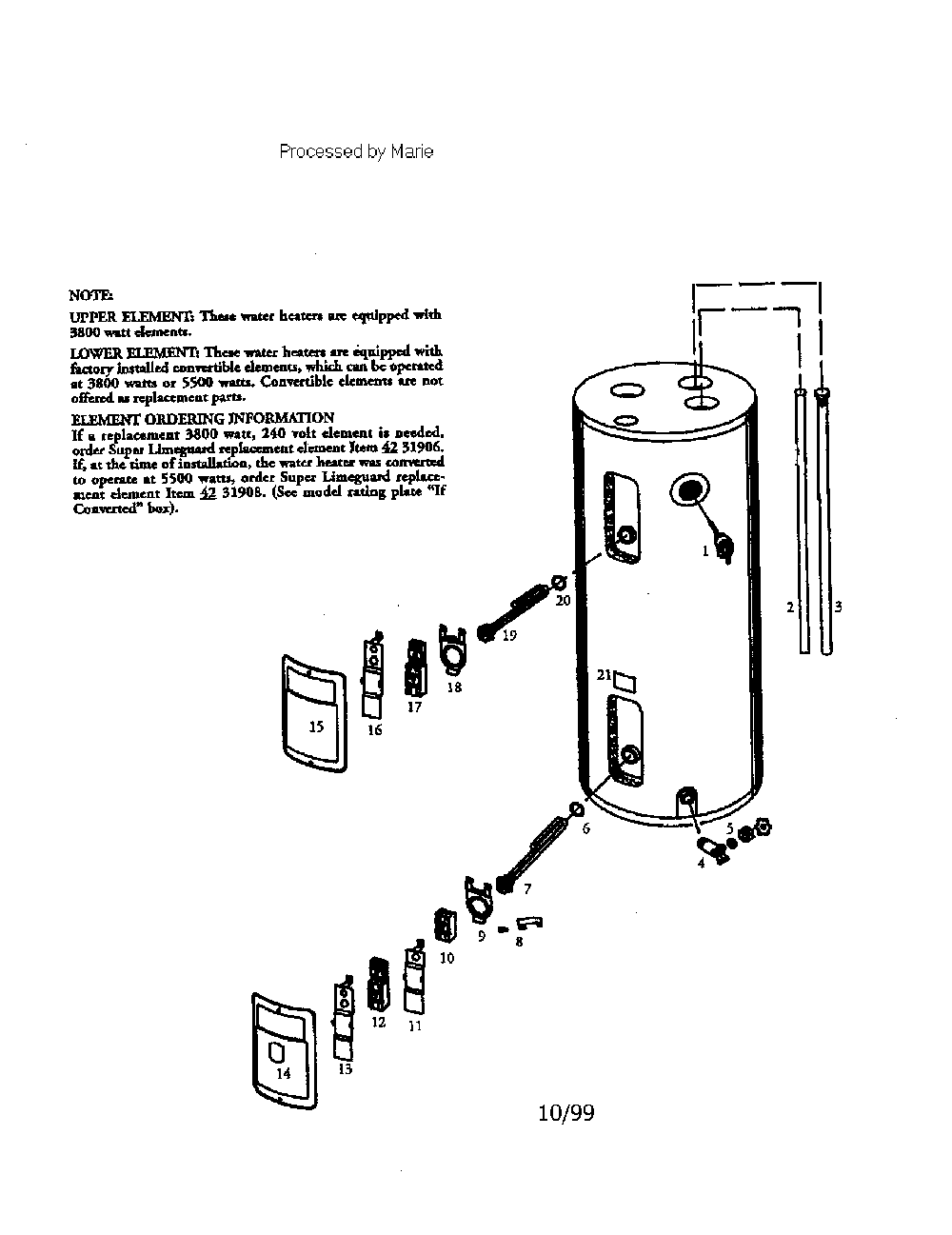 Water heater Diagram and Parts List for NHP06AMM  Kenmore Water Heater