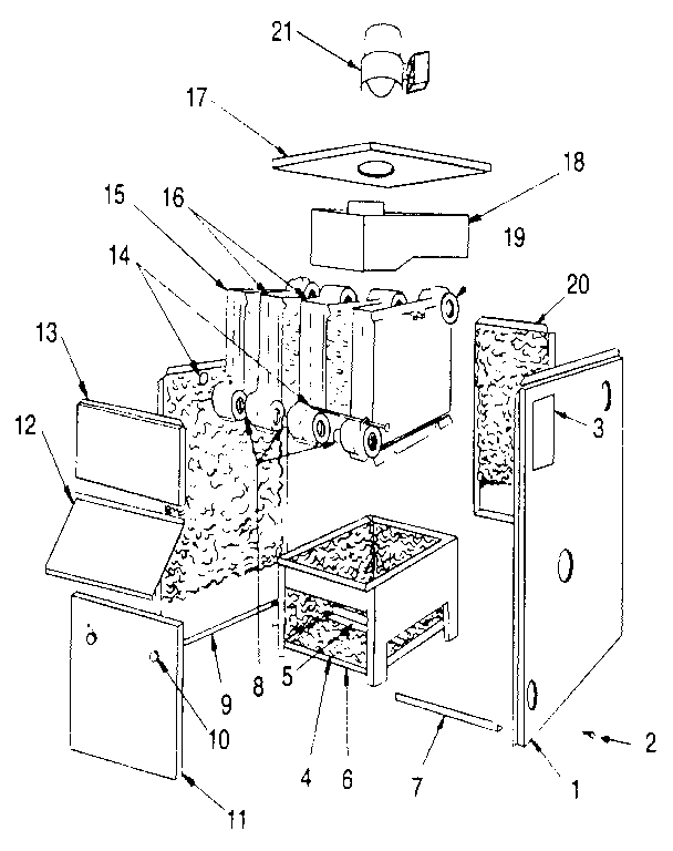 Jacket - section and base Diagram and Parts List for 22996463  Kenmore Water Heater