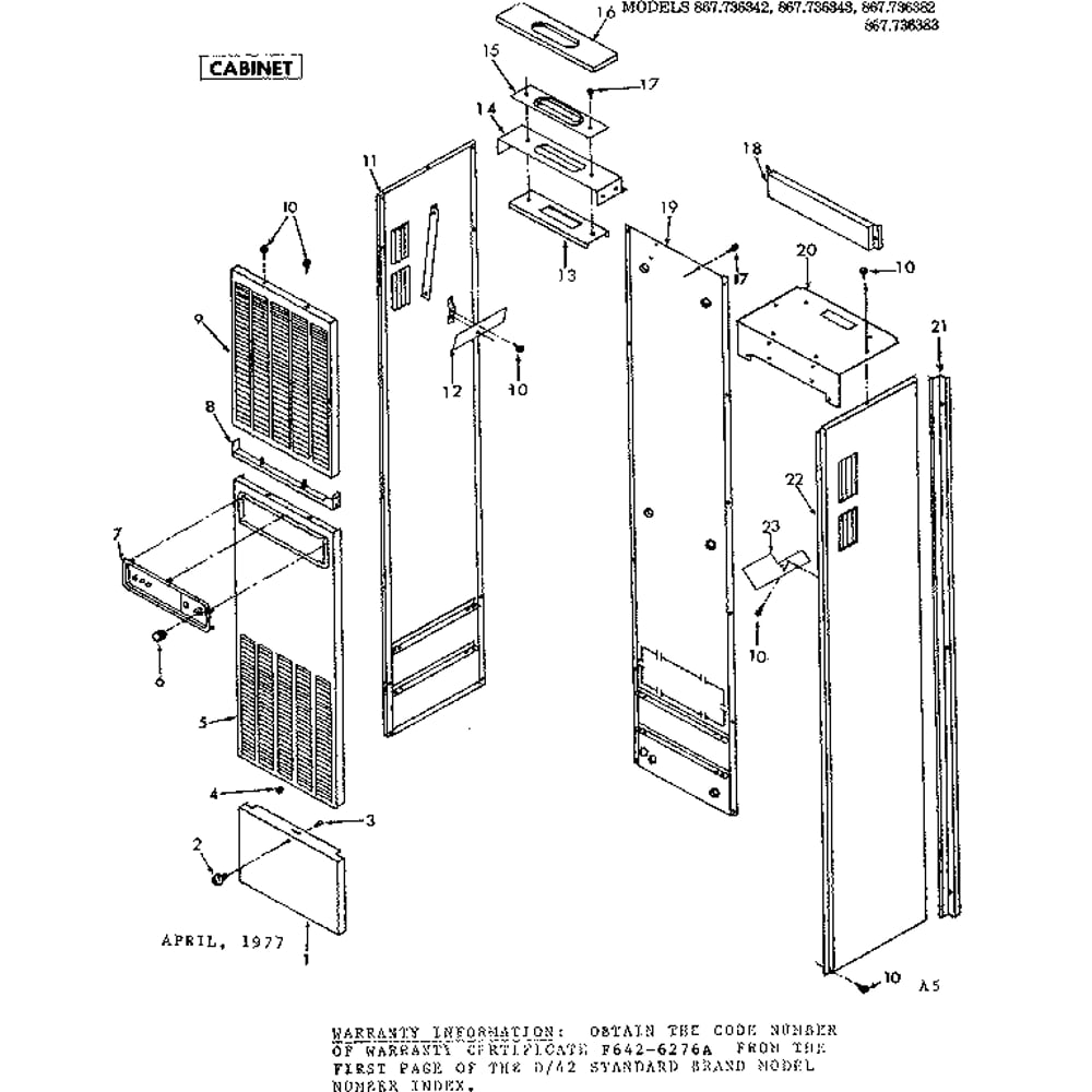 Cabinet Diagram and Parts List for 867736382  Kenmore Furnace