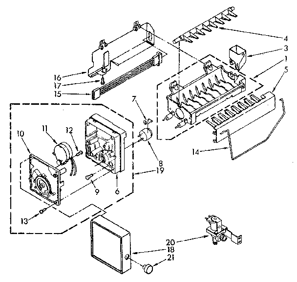 Icemaker Diagram and Parts List for 8440  Kenmore Ice Maker