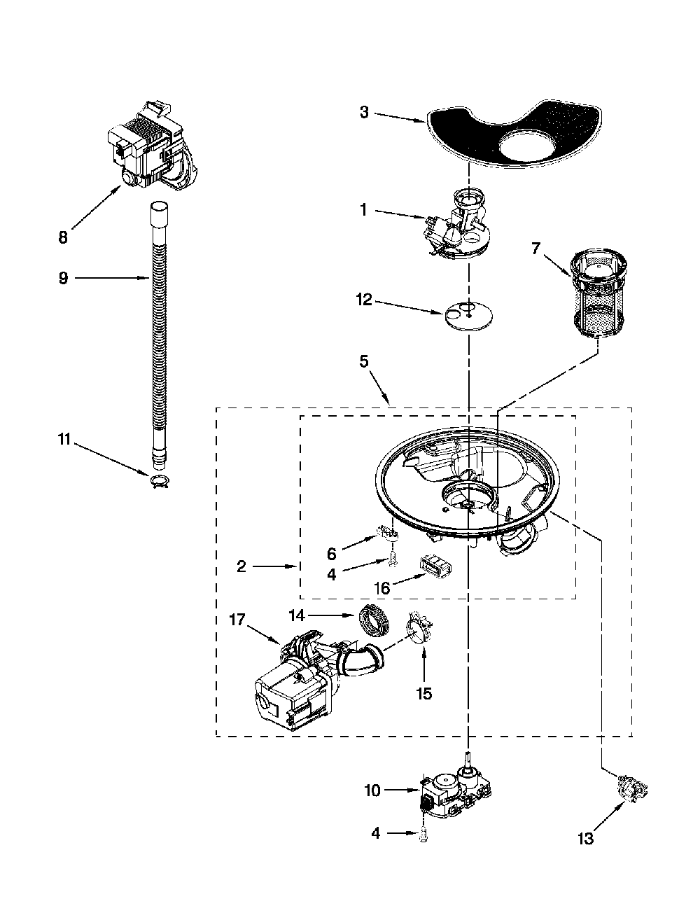 Pump and motor parts Diagram and Parts List for 66213273K112  Kenmore Dishwasher