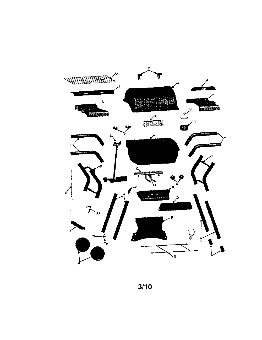 Gas grill Diagram and Parts List for 640-174093112  Kenmore Grill