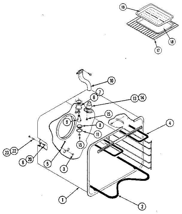 Oven liner Diagram and Parts List for 20215 1988 Kenmore Range
