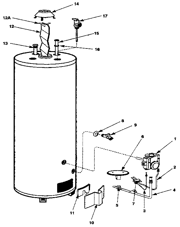 Replacement parts Diagram and Parts List for 220338700  Kenmore Water Heater