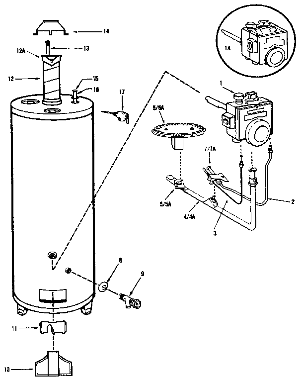 Replacement parts Diagram and Parts List for 3344  Kenmore Water Heater