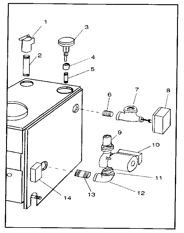Boiler controls and piping Diagram and Parts List for 229960090  Kenmore Water Heater
