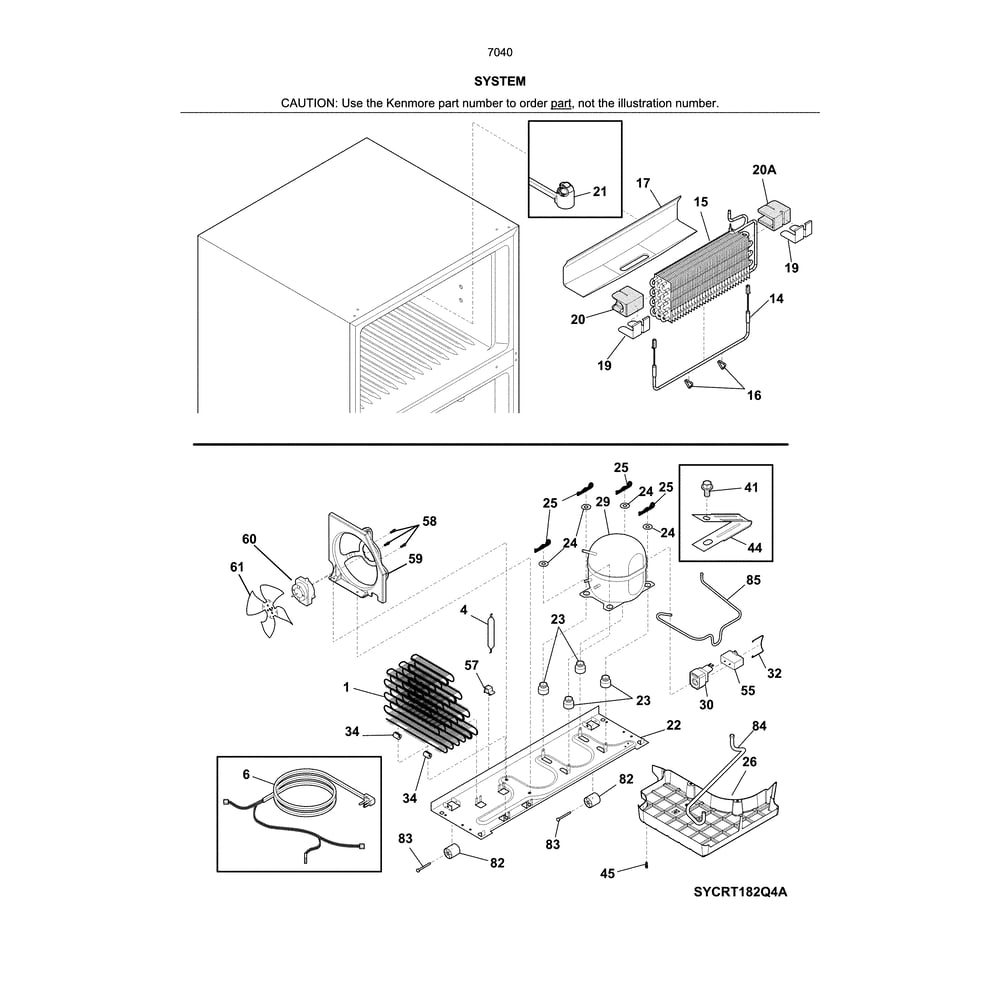 System Diagram and Parts List for 25370402612  Kenmore Refrigerator