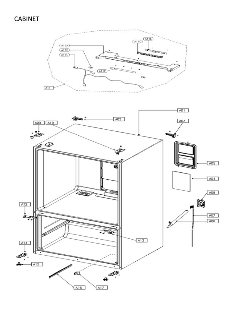Cabinet Diagram and Parts List for 11173029120  Kenmore Refrigerator