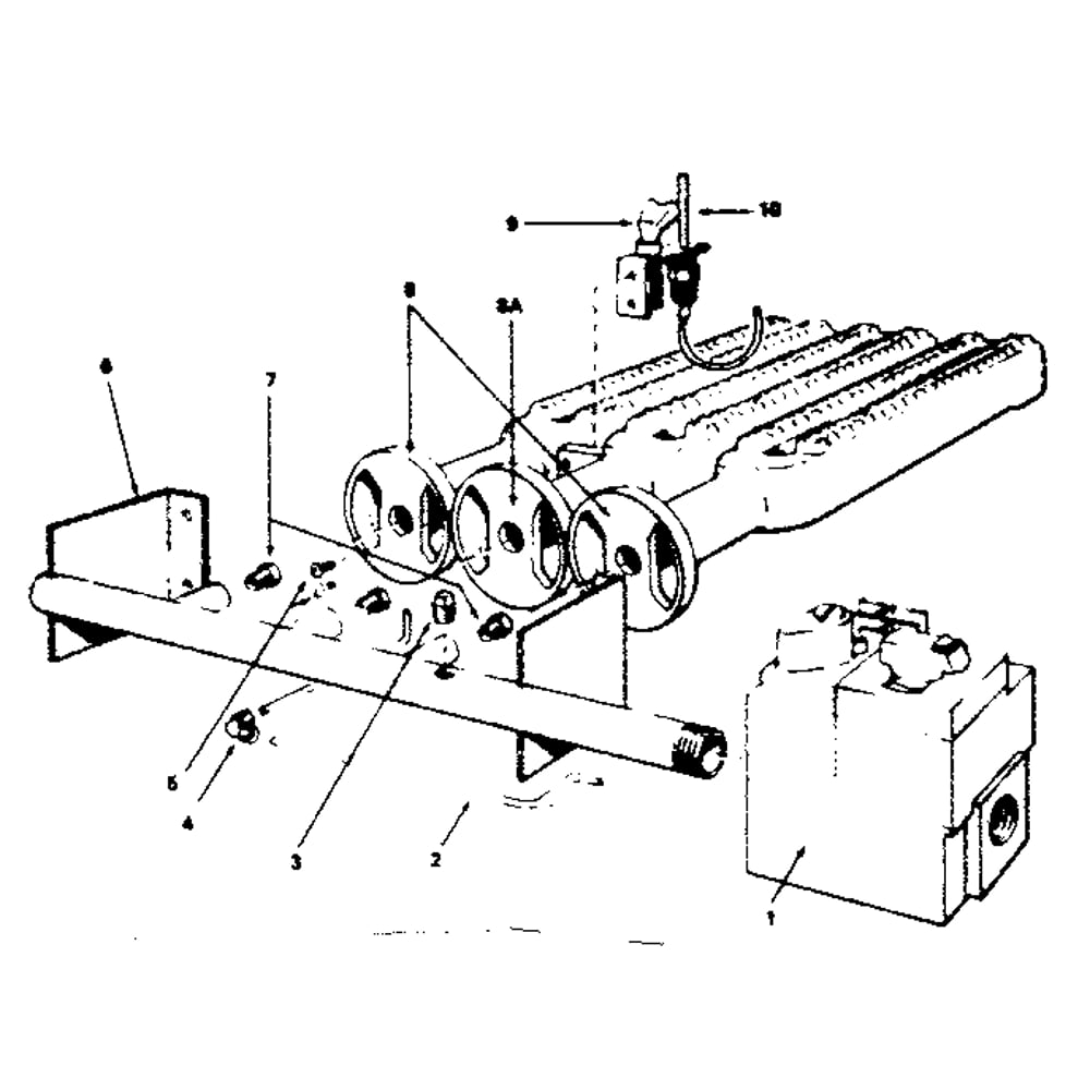 Gas Burners & Manifold Diagram and Parts List for 229962250  Kenmore Water Heater